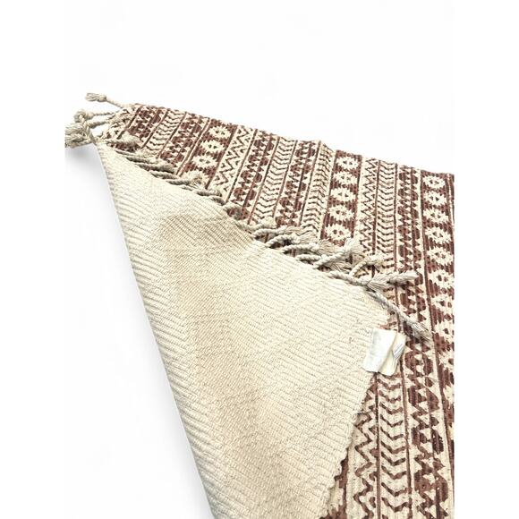 Patina Vie Cotton Throw Rug Mat Tassel Aztec Clay Red 60"X35" For Anthropologie - Picture 4 of 4